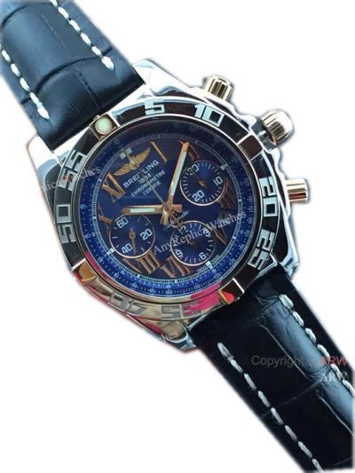 Swiss Replica Breitling Chronomat SS Blue Leather Chronograph watch